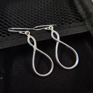 925 Sterling Silver Infinity Earring,Infinity Symbol Twist hoop Earrings for her - Picture 1 of 17