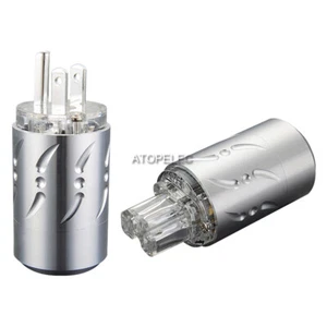 VIBORG Silver Plated Pure Red Copper US Male / IEC Female Power Plug HiFi 512 - Picture 1 of 6