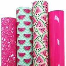 Watermelon Synthetic Leather Glitter Faux Fabric Sheets Glossy Bows DIY 21x29cm