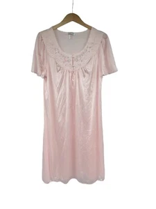 Vintage Lorraine Rosa 100% Nylon Kurzarm Nachthemd Damen Medium - Bild 1 von 5