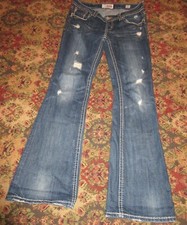 MEK new havana bootcut jeans 29x34 dark wash hvy stitching &destrct