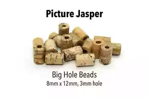Picture Jasper Big Hole Tube Beads 8mm x 12mm, 3mm hole, 8-inch strand - Picture 1 of 2