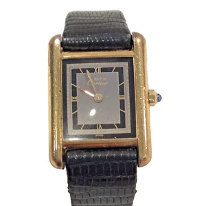 Ladies Cartier Quartz tank Sterling Vermeil 28 x 21mm new battery..runs great - Picture 1 of 4