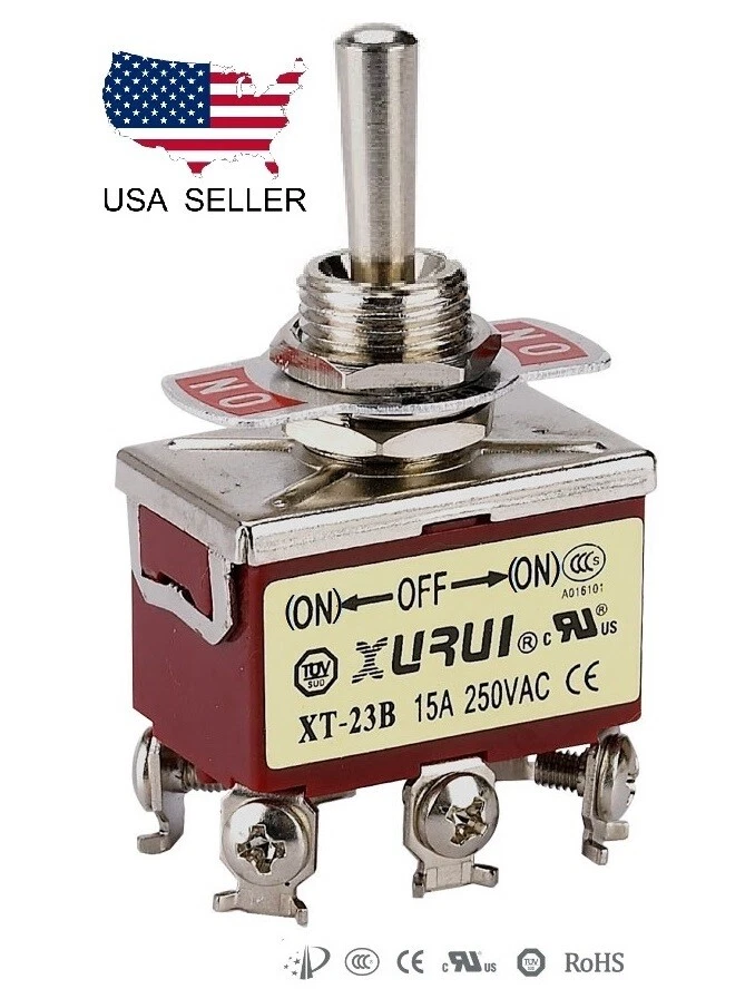HEAVY DUTY DPDT (ON)-OFF-(ON) MOMENTARY TOGGLE SWITCH - SCREW TERMINALS (23BF)