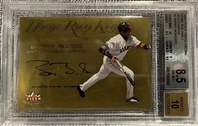 Fleer Triple Crown Barry Bonds 2002 Home Run Kings autógrafos 64/73 BGS 8,5 y 10 Foto 1 de 4