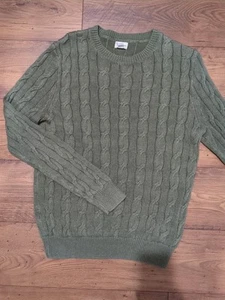 J Crew Heritage Mens Sz Medium Linen Blend Cable Knit Crewneck Fisherman Sweater - Picture 1 of 8