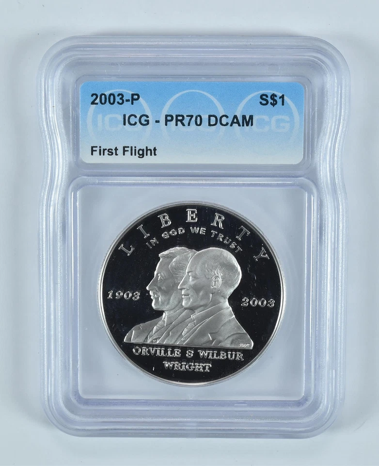 2003-P First Flight Commemorative Silver Dollar PR70 DCAM ICG *1373 - Image 1 of 4