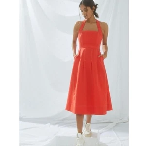 Maeve Anthropologie Alessandra Crossback strukturiertes Midikleid Fit and Flare Boho - Bild 1 von 12