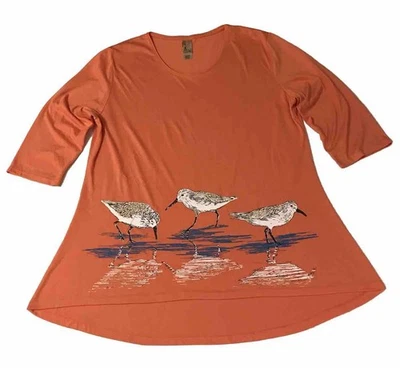 Camisa túnica Top Gaviotas Arena Pipers Mujeres XL Naranja Playa Costera Pullover Boho Foto 1 de 4