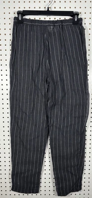 MaxMara Pantalón Rayas Mezcla Lino Transparente Talla 4 Foto 1 de 4