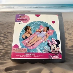 Disney Junior Minnie Mouse Inflatable Swim Raft Size 40.9 in X 18.9 in X 6.3 NEW - Picture 1 of 4