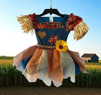 Girls Scarecrow Costume Tutu Skirt Sz 2T Halloween Thanksgiving Fall Pumpkin 2 - Image 1 of 4