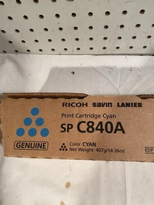 Genuine Ricoh Savin Lanier 821258 (SP C840A) CYAN Toner for SP C840dn NEW - Picture 1 of 3
