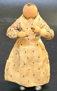 Antique Original Primitive Handmade Doll with Original Clothes Yarn & Lead Shoes - Picture 1 of 16