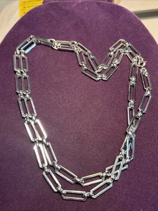 Vintage Rare Silver tone Necklace Signed Monet U.S.A 36” - Picture 1 of 8