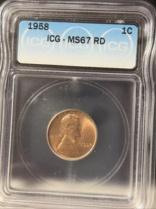 1958 P Lincoln Cent MS67 RD ICG 4147700101 Wheat Penny Red  An Awesome Coin - Picture 1 of 6