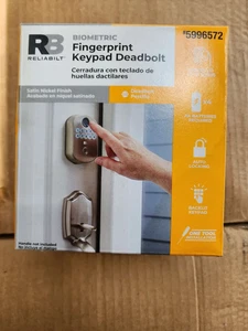 Reliabilt Fingerprint Deadbolt Door Lock BackLit Keypad Satin Nickel 2 Keys New - Picture 1 of 4