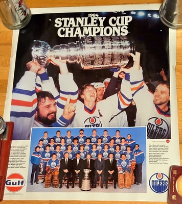 Wayne Gretzky Hockey Gulf Oil Advertising Wall Poster NHL Edmonton Oilers 1984 - Image 1 of 2