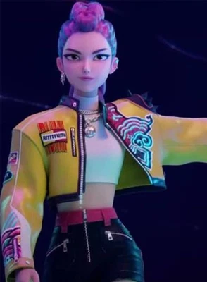 Chaqueta de cuero amarilla KPop Demon Hunters Rumi Foto 1 de 3