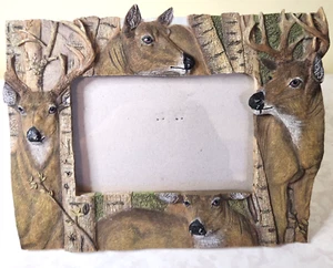 Deer 3D Picture Frame Rustic Cabin Decor Buck Resin Photo 3"x5” Frame 10" long - Picture 1 of 5