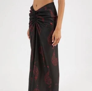 Christopher Esber ruched silk skirt 4 black abstract print - Picture 1 of 4