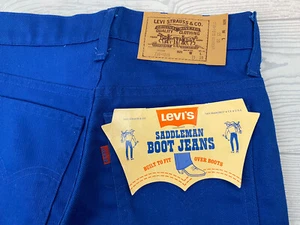 NOS Deadstock Levi’s Saddleman Boot Denim Jeans Student Blue 25x28 Sz 716-1815 - Picture 1 of 12