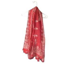 Damen rot & weiß Paisley Print Rechteck Schal Halstuch Bandana Blumen Stil - Bild 1 von 7