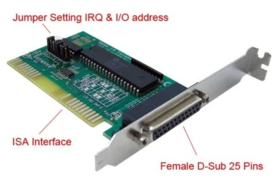 ISA LPT Parallel Port 8 bit DB25 Printer Card LJKMP101 - Image 1 of 2