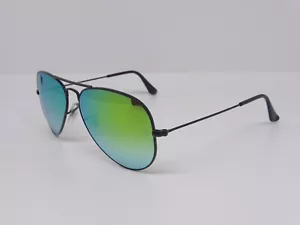 Ray-Ban Aviator RB 3025 002/4J 55 Black w/Green Mirror lenses RayBan - Picture 1 of 10