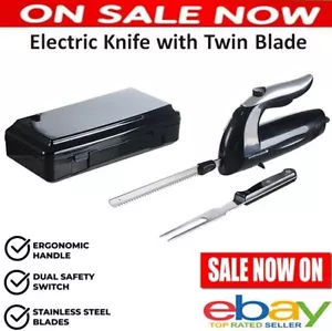 Electric Knife Twin Blade Carving Meat Bread Cutting Tool Knife w/ Storage Case - Picture 1 of 8