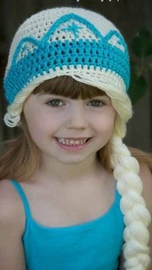 Newborn Elsa Frozen Crochet Hat Handmade Baby - 16-20 inches Head Size (0-3 mos) - Picture 1 of 1