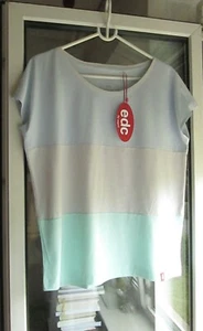 EDC ESPRIT BASIC KURZARM BAUMWOLLSHIRT COLORBLOCKING GRAU PASTELL BLAU M, 38 NEU - Bild 1 von 9