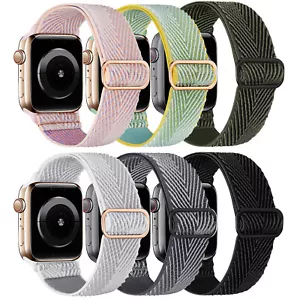 Fabric Solo Loop Braided Bracelets For Apple Watch Series 9/8/7/SE/6/5/4/3/2/1 - Picture 1 of 29