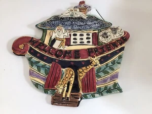 Neu Arche Noah blauer Himmel Tonarbeiten WILLKOMMEN FREUNDE Kunstkeramik Wandbehang - Bild 1 von 2