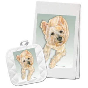 Cairn Terrier Kitchen Dish Towel and Pot Holder Gift Set - Picture 1 of 1