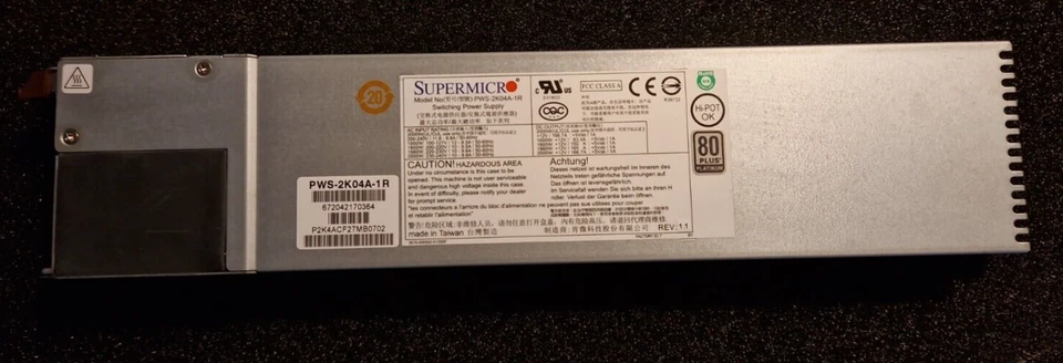 Netzteil PSU Supermicro PWS-2K04A-1R 2000W 1U Redundant Power Supply - Bild 1 von 4
