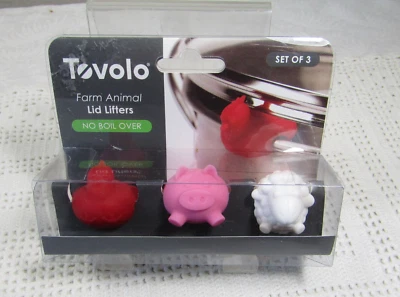 Tovolo conjunto de 3 elevadores fofos de tampa de animais de fazenda sem ferver sem BPA 81-4467 - Imagem 1 de 4