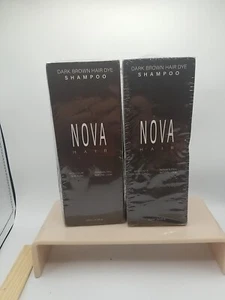 Lot Of 2 Nova Dark Brown Hair Dye Shampoo for Men & Women 6.76 oz Exp Aug 2027 - Picture 1 of 3