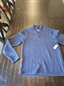 Mens Old Navy Blue Multicolor Pullover Mock Neck 1/4 Zip Sweatshirt Size S - Picture 1 of 11