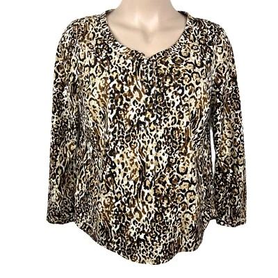 2x Blusa Merona Estampado Leopardo Manga Larga Botón Frontal Plus Foto 1 de 4