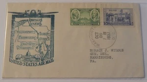 Washington DC to Harrisburg Pennsylvania October 26 1937 first flight airmail - Picture 1 of 2
