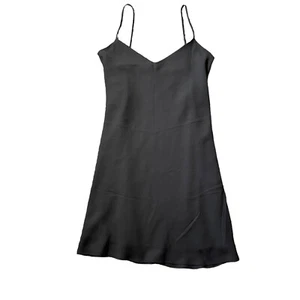 Vintage Satin Lined Slip Dress black spaghetti strap shift Nouveau USA Size 4 - Picture 1 of 8