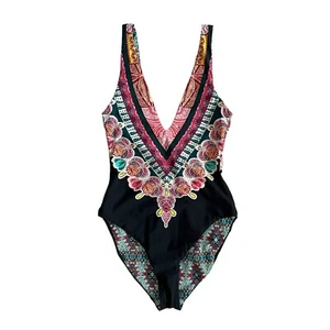 Red Carter Bohemian Breeze Reversible V Neck One Piece Swimsuit Multicolor XS - Picture 1 of 12