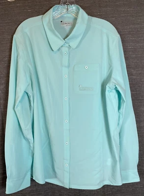 Mossy Oak Shirt 2XL XXL  Womens Elements Cool Core Aqua Green Button UPF 50+ - Image 1 of 4