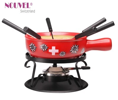 Käsefondue-Set 6 Pers. Nouvel SWISS EDELWEISS rot 22 cm Limited Edition