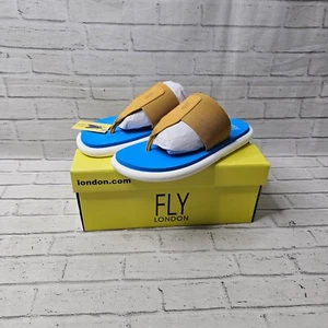 Sandalias chanclas Fly London para mujer ONIA065FLY amarillas azules Reino Unido 6 UE 39 verano - Imagen 1 de 9