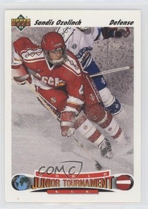 1991-92 Upper Deck Sandis Ozolinsh (Spelled Ozolinch on Card) #661 Rookie RC