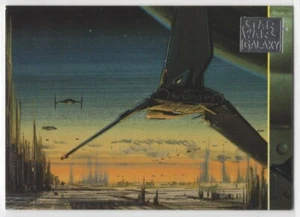 Juego de tarjetas coleccionables de plata Star Wars Galaxy 2 #187 Coruscant arte conceptual transbordador - Imagen 1 de 2