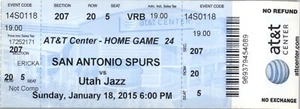 Utah Jazz vs San Antonio Spurs 1/18/2015 Full Ticket - Tim Duncan - Picture 1 of 2