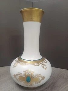 VASO IN PORCELLANA E ORO A 24 KT DI A. FINZI ANNI '50 - Foto 1 di 7